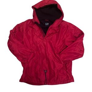 GAP Y2K Fleece Lined Red Hooded Anorak